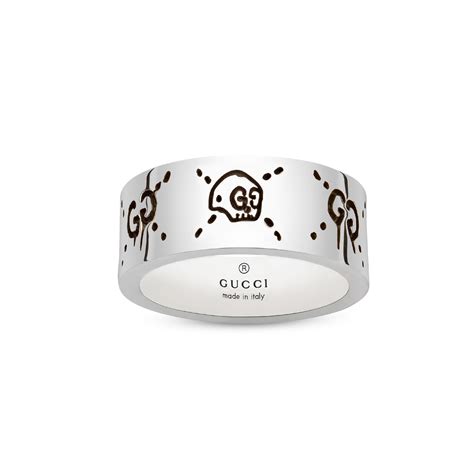 gucci ghost ring ybc455318001|Gucci Ghost YBC455318001 9mm Silver Band .